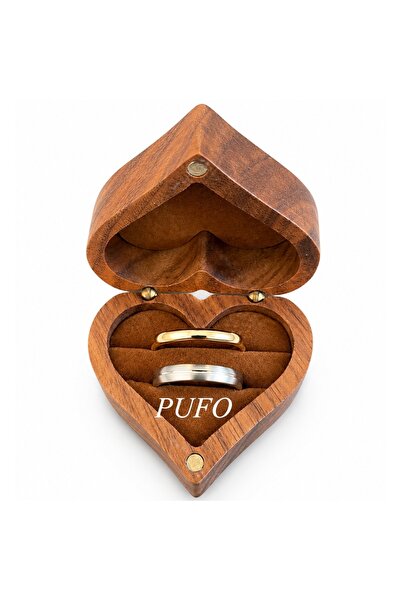 PUFO Cutie din lemn în formă de inimă, pentru inel de logodnă, verighete sau ...