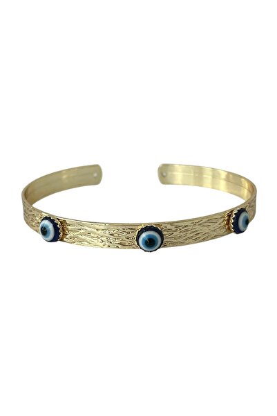 Twinssis Accessories Adjustable Gold Handcuffs with Evil Eye Bead Detail