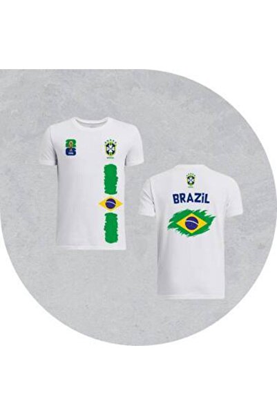 Generic Brazil National Team White Polyester Sports T-Shirt