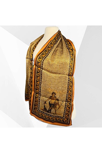 Arat İpek Antik Mozaik Dionysus Desenli Lüks Fular 32x147 cm Çok Renkli