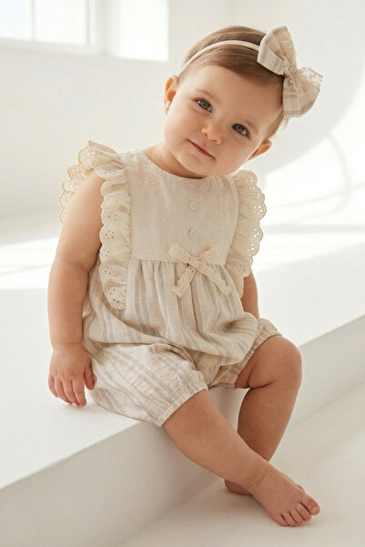 Bebezade Summer Baby Girl Stella Bow Crown Accessory Jumpsuit
