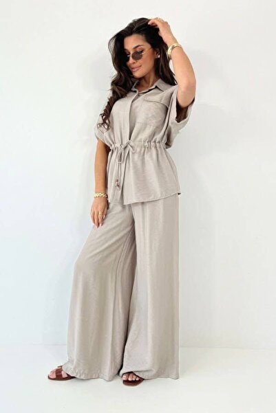 GLAMSI Set Tammy Co-ord Trend Killer din Vâscoză | Matching Sets - Bej