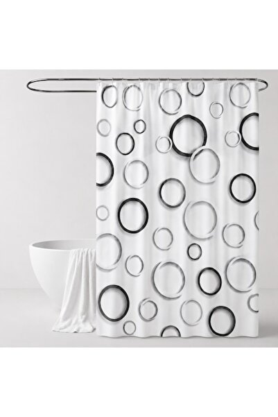 OEM Perdea De Dus Impermeabila cu 12 Inele, Model Cercuri Decorative, 180x180...