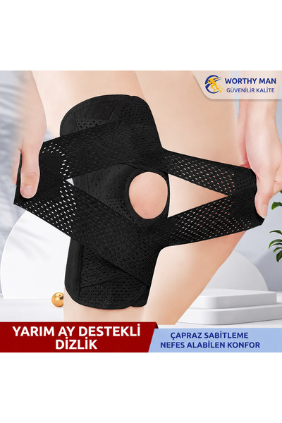 KEMOVE Çapraz Bantlı Dizlik Patella Destekli Spor Diz Koruyucu Nefes Alabilen...