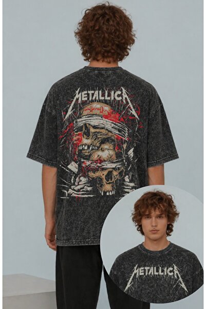 Fuddy Moda Μπλουζάκι Unisex Oversize με στάμπα στην πλάτη Metallica Skull And...