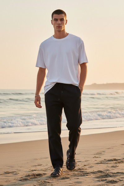 oraystore Men's Summer Comfortable Fit Linen Trousers