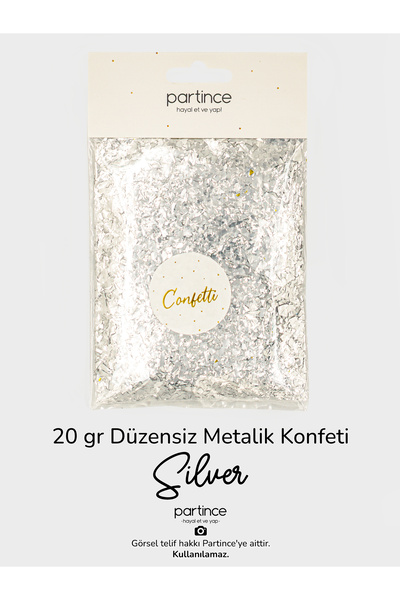 partince 20 gr Metalik Düzensiz Form Silver Konfeti