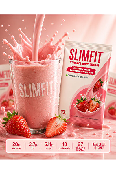 Nutrawell Slimfit 1 Öğün Çilekli- Whey Proteinli Öğün Tozu Shake Proteinli Besin