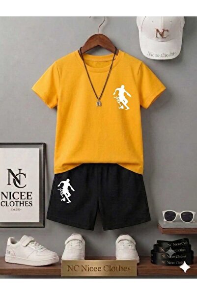 NC Nicee Clothes LETNJA DEČJA MAJICA I KRATKE HLAČE UNISEKS (BELI ŠTAMP SA VA...