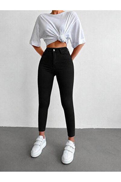 connemara Pantaloni skinny negri din Lycra cu talie înaltă pentru femei