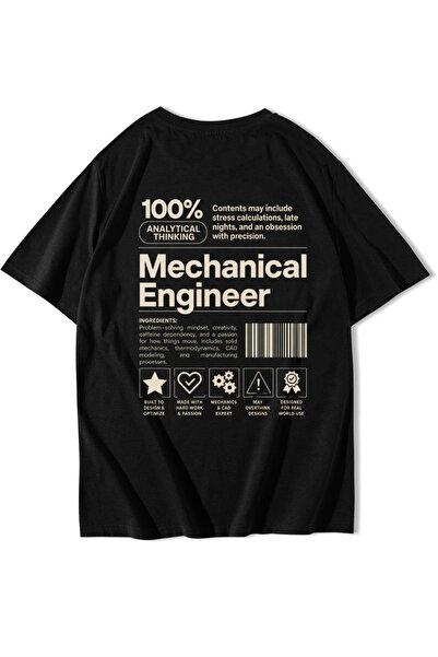 BRZ COLLECTION Unisex Oversize Mechanical Engineer T-shirt Siyah