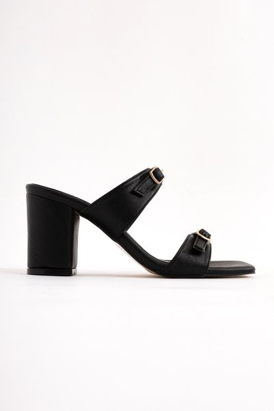 LEVONYA Arya Women's Black Double-Strapped Slippers