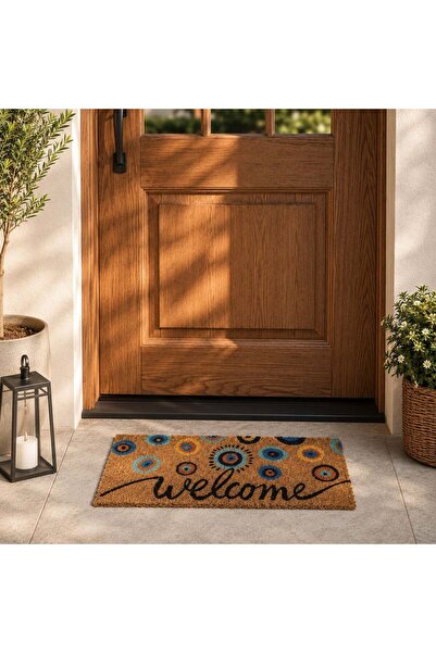 OEM Covoras Treapta Intrare cu "Welcome" & Ochi Bleu 60x25cm