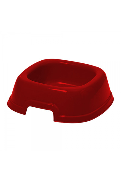 Georplast Mon Ami Large Square Plastic Pet Bowl Red 26x26x8.5 cm for Dogs & Cats