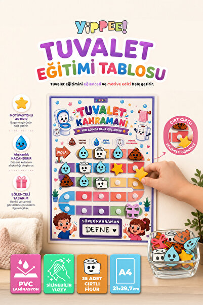 YİPPEE Cırt Cırtlı Tuvalet Eğitimi Panosu | Plastik Cırtlı Tuvalet Alışkanlığ...