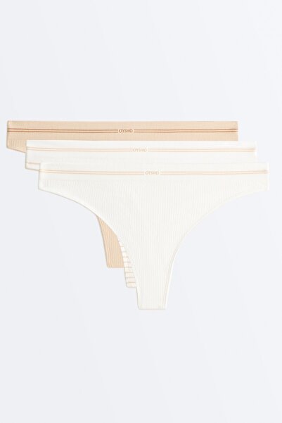Oysho 3'lü fitilli seamless poliamit karışımlı tanga