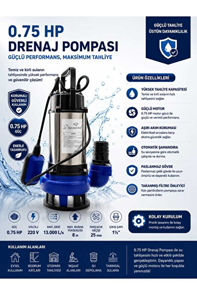 ALARKO-CARRİER 0.75 HP Kirli Su ve Drenaj Dalgıç Pompası