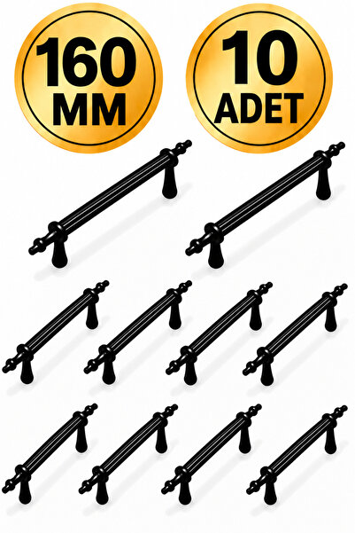 Regisan 160 MM SERT PLASTİK SİYAH BORU KULP DOLAP KULPU 10 ADET