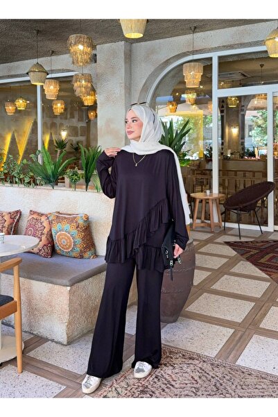 nurvina modest wear Σετ Καλοκαιρινό Παντελόνι με Βολάν από Βισκόζη Modal