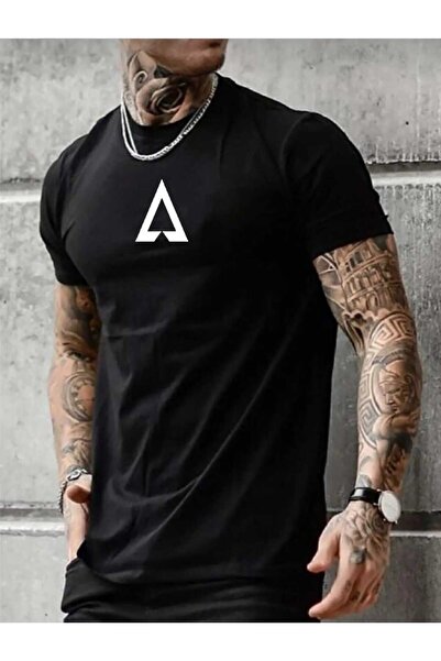tkn your style Tricou din bumbac cu imprimeu grafic Triangle pentru bărbați