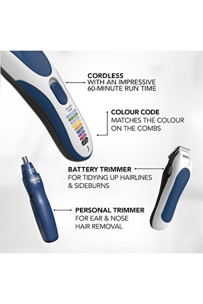 Wahl Colour Pro Cordless 3 in 1, Hair Clippers for Men, Family Haircutting Kit, Head Shaver, Men's Hair Clippers with Beard Trimmer, Nose Trimmer, Personal Trimmers, Grooming Kit - 3025266