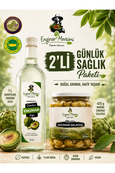 Enginar Mevsimi Günlük Sağlık Paketi | 1L Damıtılmış Enginar Suyu + Marine En...