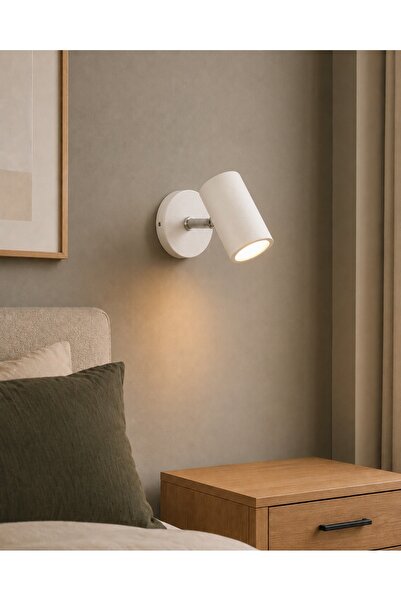 avizade Focus Modern White Metal Single Spot Sconce – Movable Head Cylinder W...