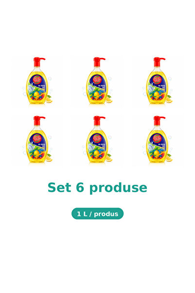 Super wash Bax 6 Pachete Detergent pentru vase Super Wash, Lamaie, 1 L, conce...