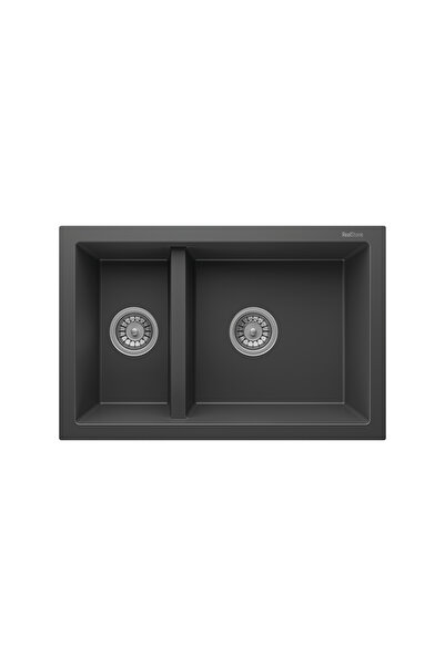 RealStone Bergama P018 Granit Evye 770x530 mm Damlalıksız Çift Göz Mutfak Evy...