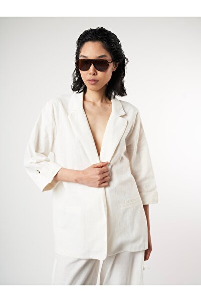 citycenterfashion Women's Collared Jacket with Pockets and Folded Sleeves Det...