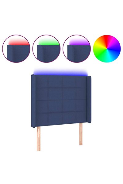vidaxl Tăblie de pat cu LED, albastru, 83x16x118/128 cm, textil