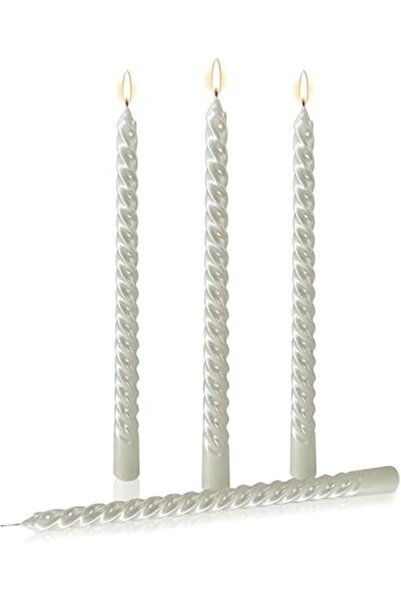 The Bros Taper Candles, 4 Pack Unscented 10 Inch Dinner Candle Set, Glossy Me...