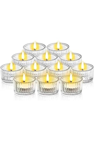 The Bros 12pcs Clear Tealight Candle Holders,Glass Votive Candle Holders