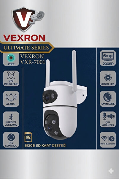 VEXRON BAFF Premium 6MP Çift Lensli Kablosuz Wifi IP Gece Renkli Güvenlik Kam...