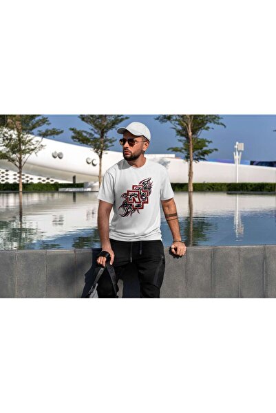 iLovePrints Abstract Tribal Design with Red Geometric Patterns Tshirt