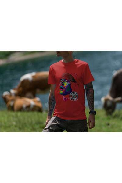 iLovePrints Colorful Portrait with Guns N' Roses Logo Tshirt