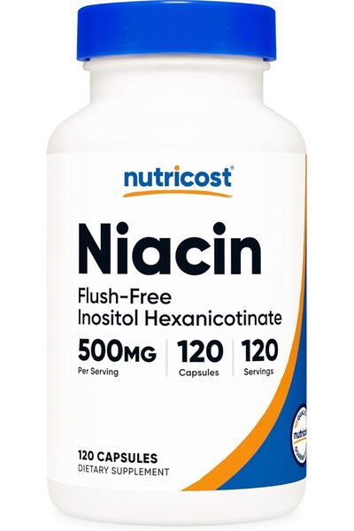 Nutricost Niacin (Flush-Free) Inositol Hexanicotinate 500mg, 120 Capsules, Vi...