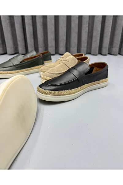 Avni Ceylan Men's Genuine Leather Handcrafted Italian Style Straw Sole Casual...