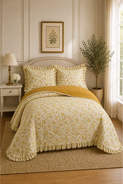 Çeyiz Diyarı Florin Fiber Filled Double Sided Double Bedspread 240X260 cm Mus...