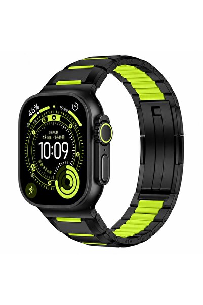 AktarMobile Apple Watch Ultra 2 3 49 mm uyumlu Metal Silikon Hibrit Kordon Pr...