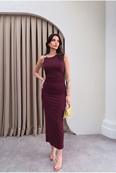 ALFUDO Moda Collection Drapeli Toka Detaylı Midi Mezuniyet Abiye Elbise