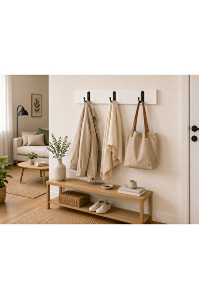 RENGİBİZ mita 60 cm Beyaz Duvar Askılığı | 3'lü Çift Kancalı Vestiyer Askılık...