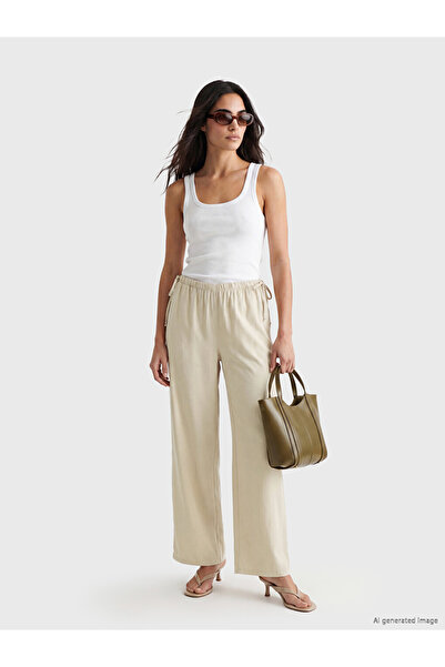 LC Waikiki Wide Leg Women's Jean Pants with Waist Cord for Style Seekers from...