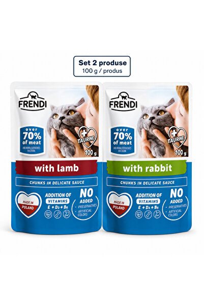 FRENDİ Cat, hrana umeda pentru pisici, Set 2 plicuri, Mix Miel, Iepure, 2 x 1...