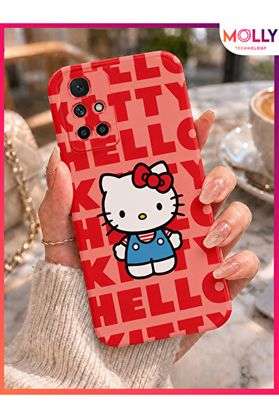 Molly REDMİ 10 2022 İçin Pamuk Şeker Hello Kitty Desenli Silikon Kılıf