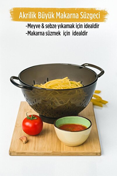 Twin Store Acrylic Smoked Pasta Strainer & Vegetable Fruit Strainer