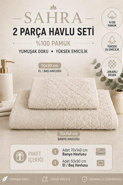Güvenal Sahra | Set od 2 komada peškira za kupanje | Peškir | Peškir za kupan...