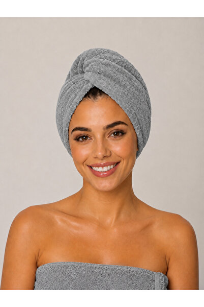 Pamuva 100% Cotton Hair Towel with Button and Elastic Detail - Lightweight an...