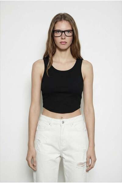 CKM MODA Alr Strappy Crop Tank Top Black
