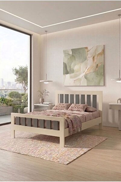 EGN WOODS Modern Kum Beji MDF Karyola - Tek ve Çift Kişilik Yatak Ölçü Seçene...